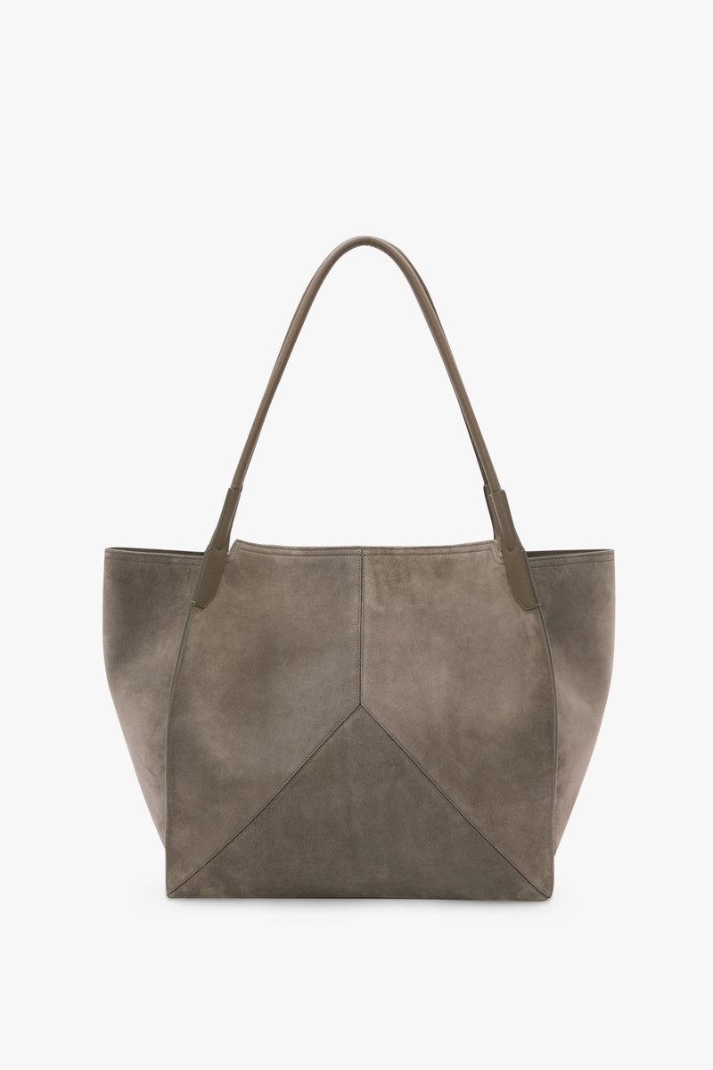 Victoria Beckham Victoria Tote Large In Pebble Grey Suede outlook
