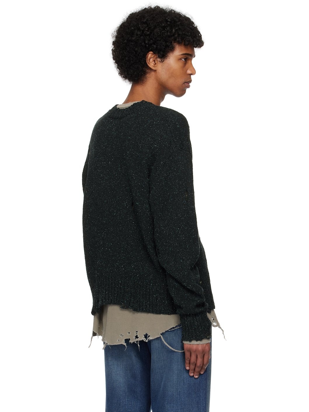 Navy Grunge Knit Sweater - 3