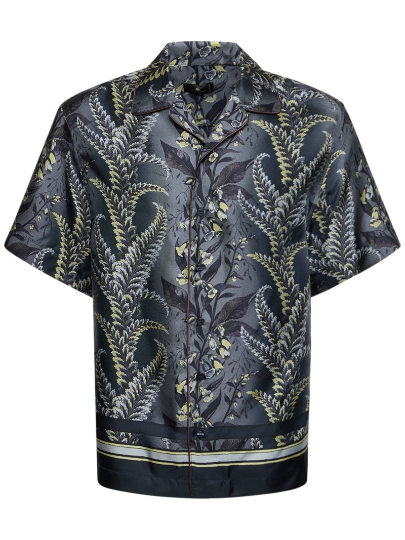 Printed silk bowling shirt - 1