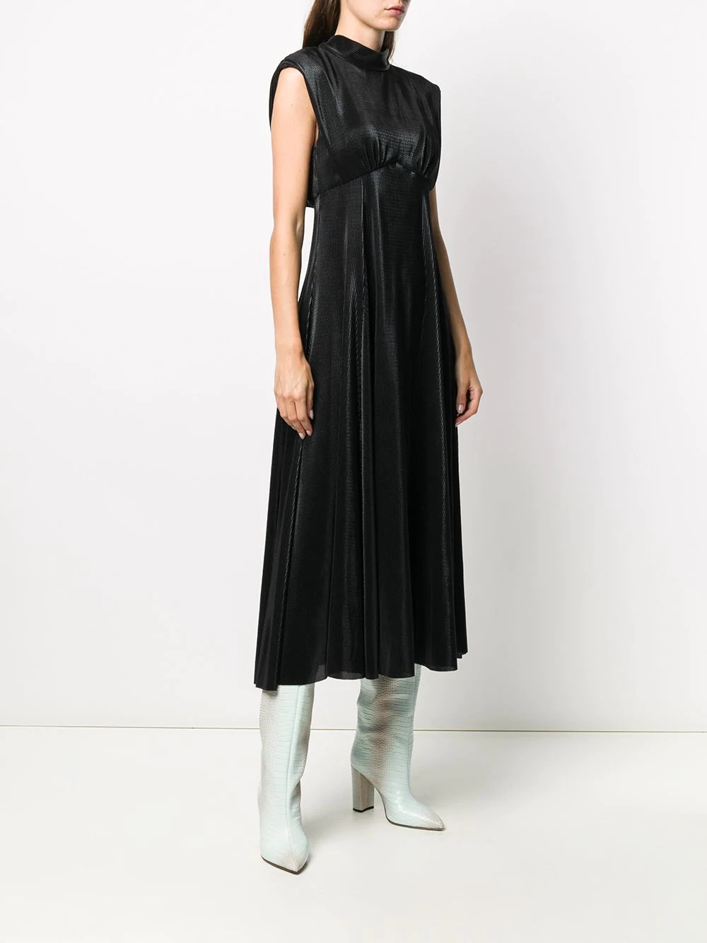 lamé-effect empire line dress - 3