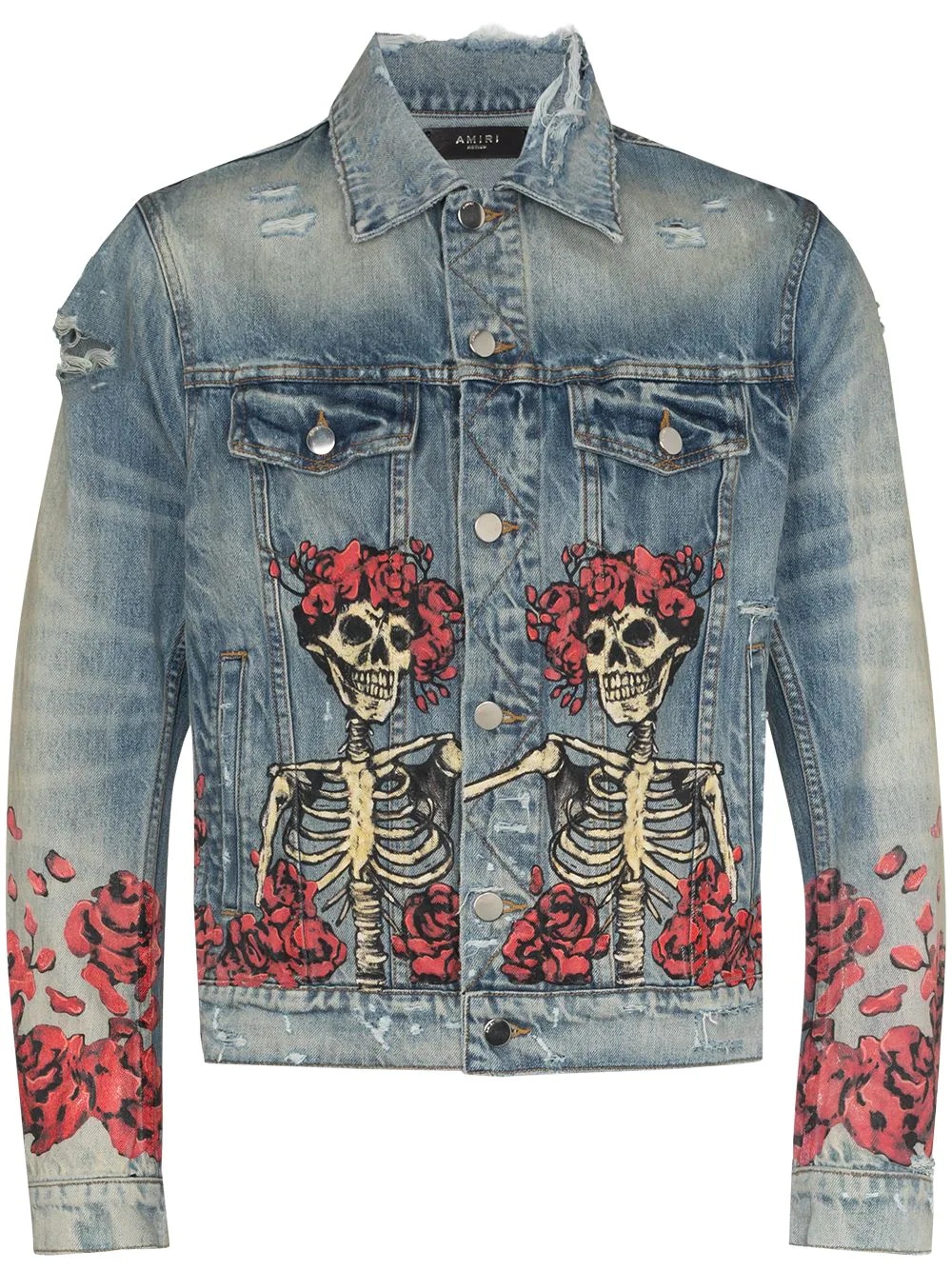 graphic print denim jacket - 1