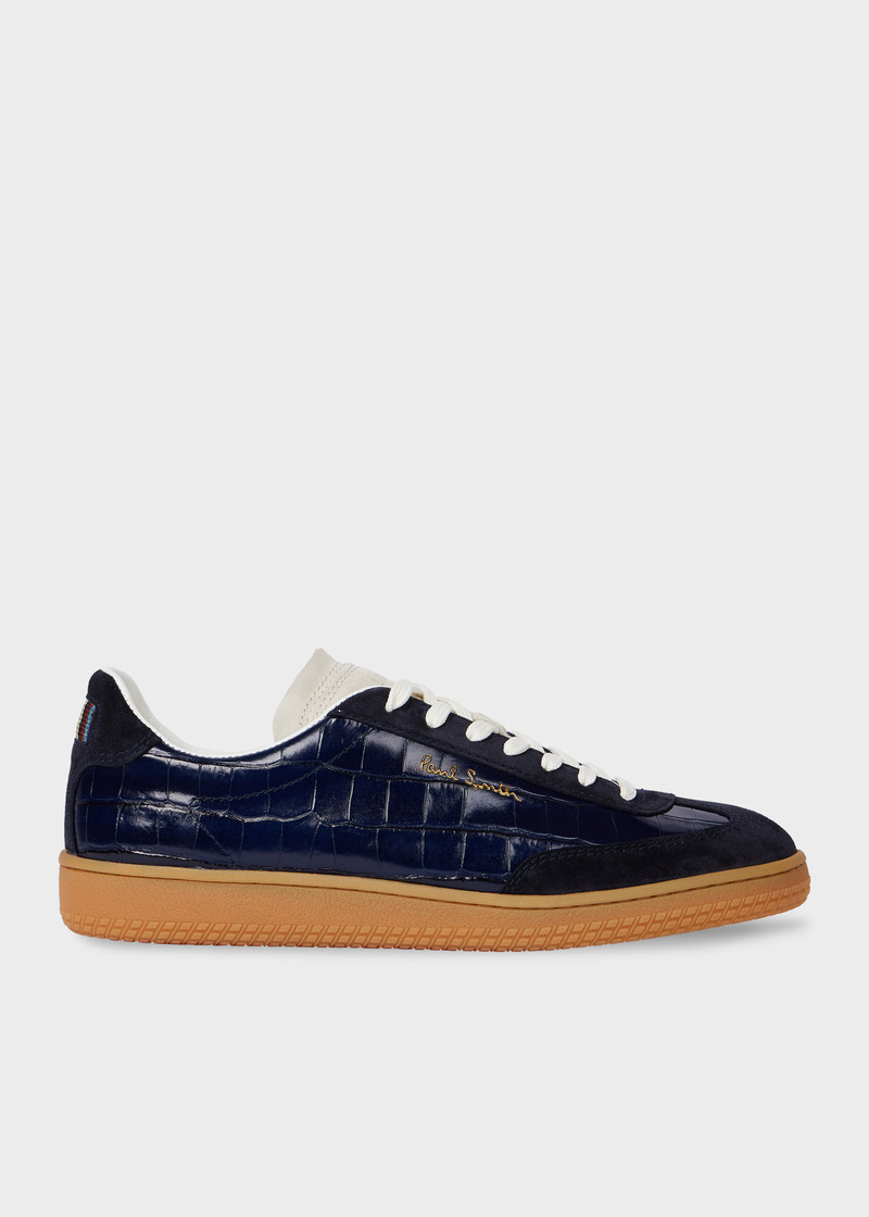 Navy Croc-Emboss 'Como' Trainers 1