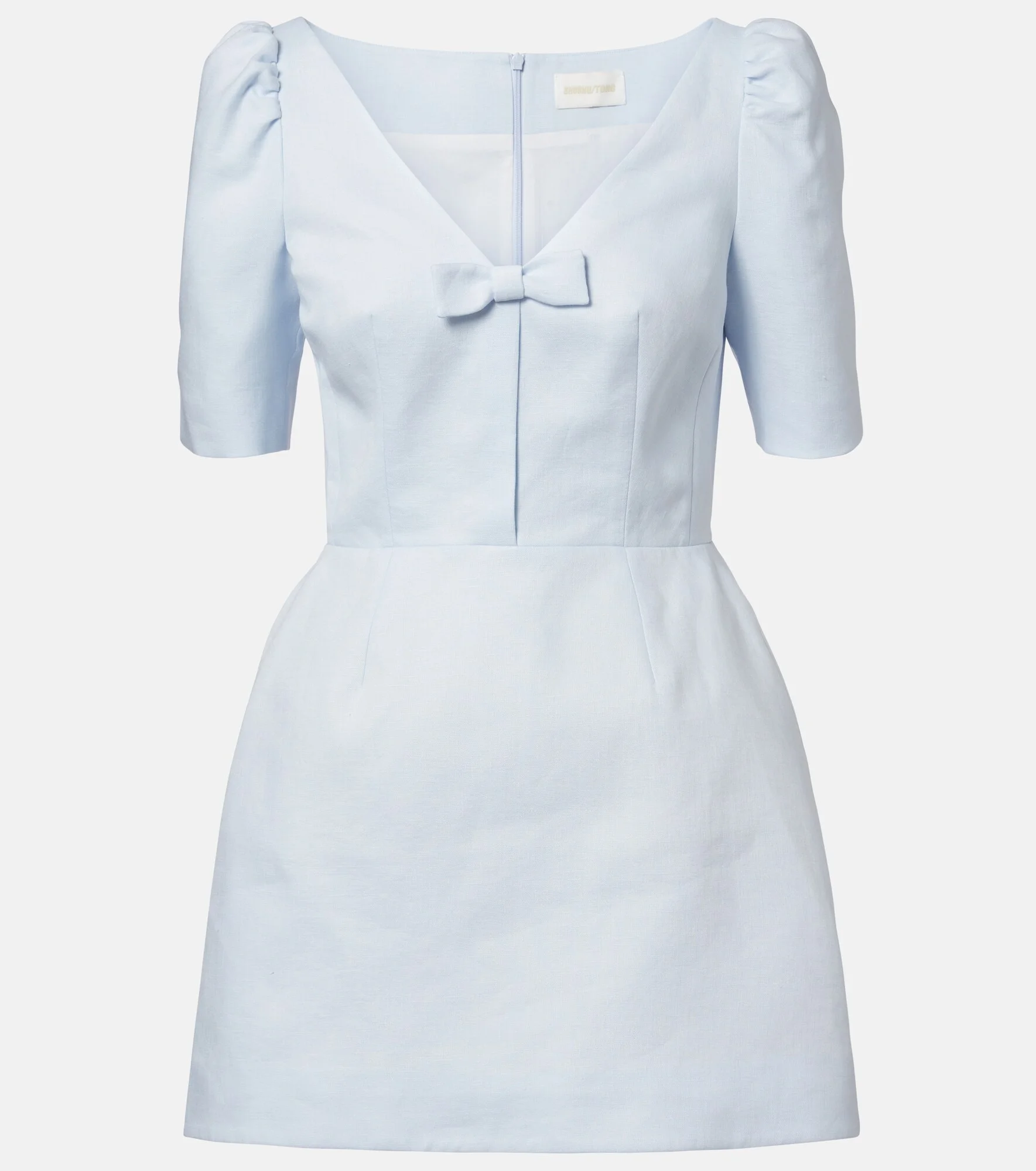 Bow-detail linen minidress - 1