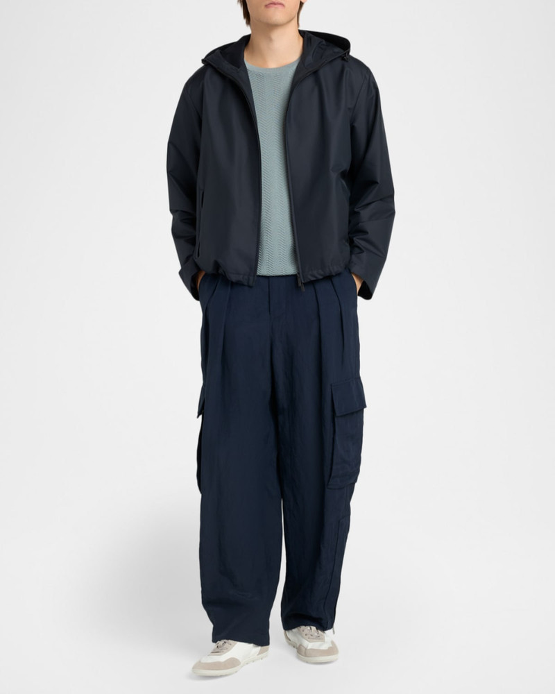 GIORGIO ARMANI Men & apos;s Silk and Nylon Full-Zip Hoodie outlook