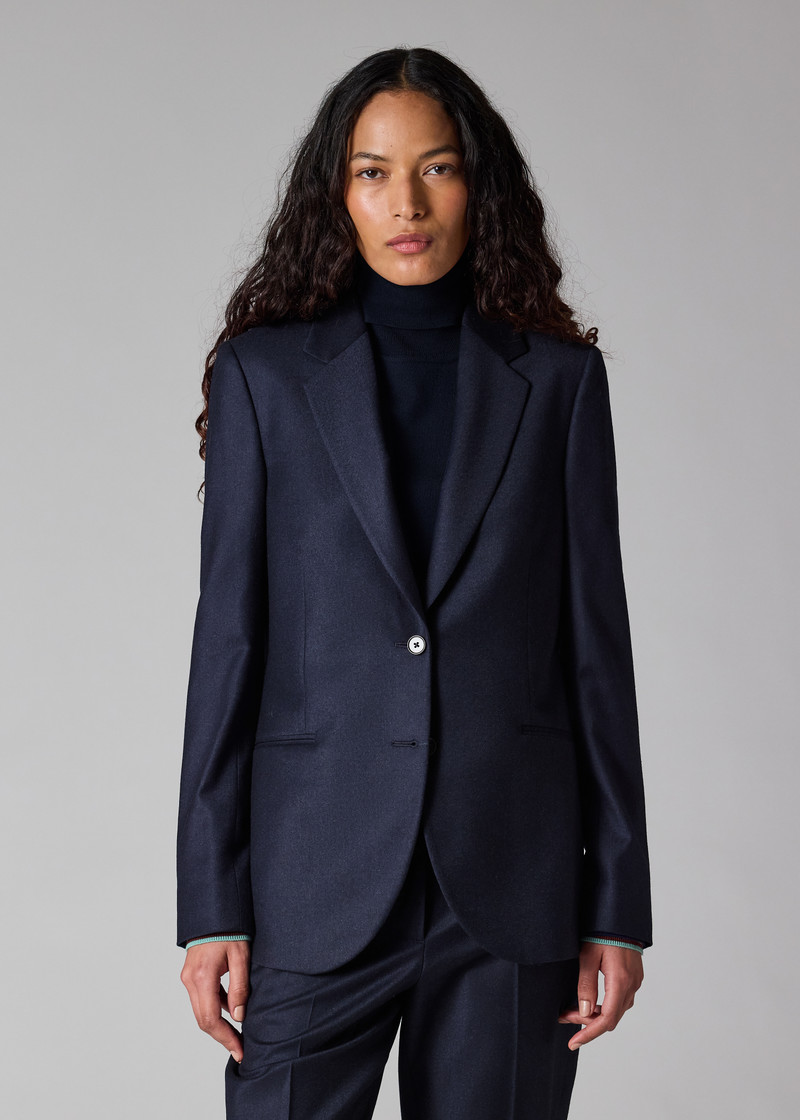 Women's Navy Wool-Cashmere Flannel Blazer 5
