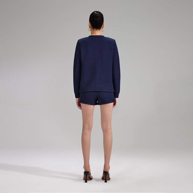 self-portrait Navy Knit Cardigan outlook