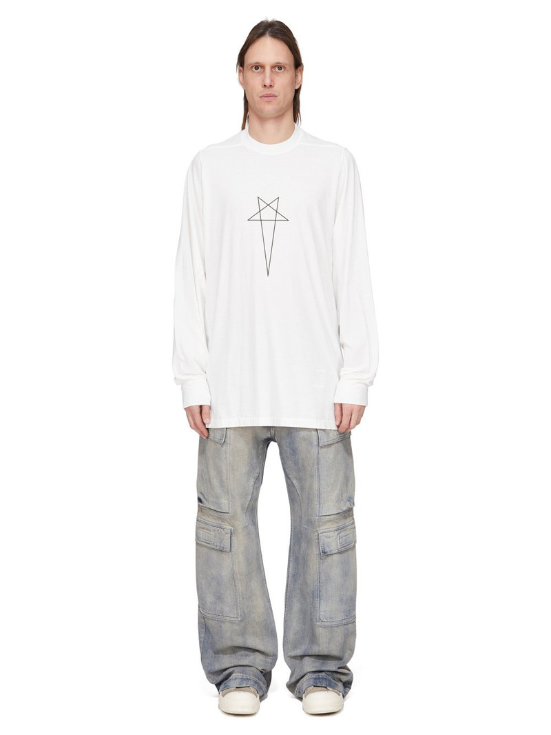 Rick Owens DRKSHDW White Crewneck T-shirt With Logo Print On The Front In Cotton Man outlook