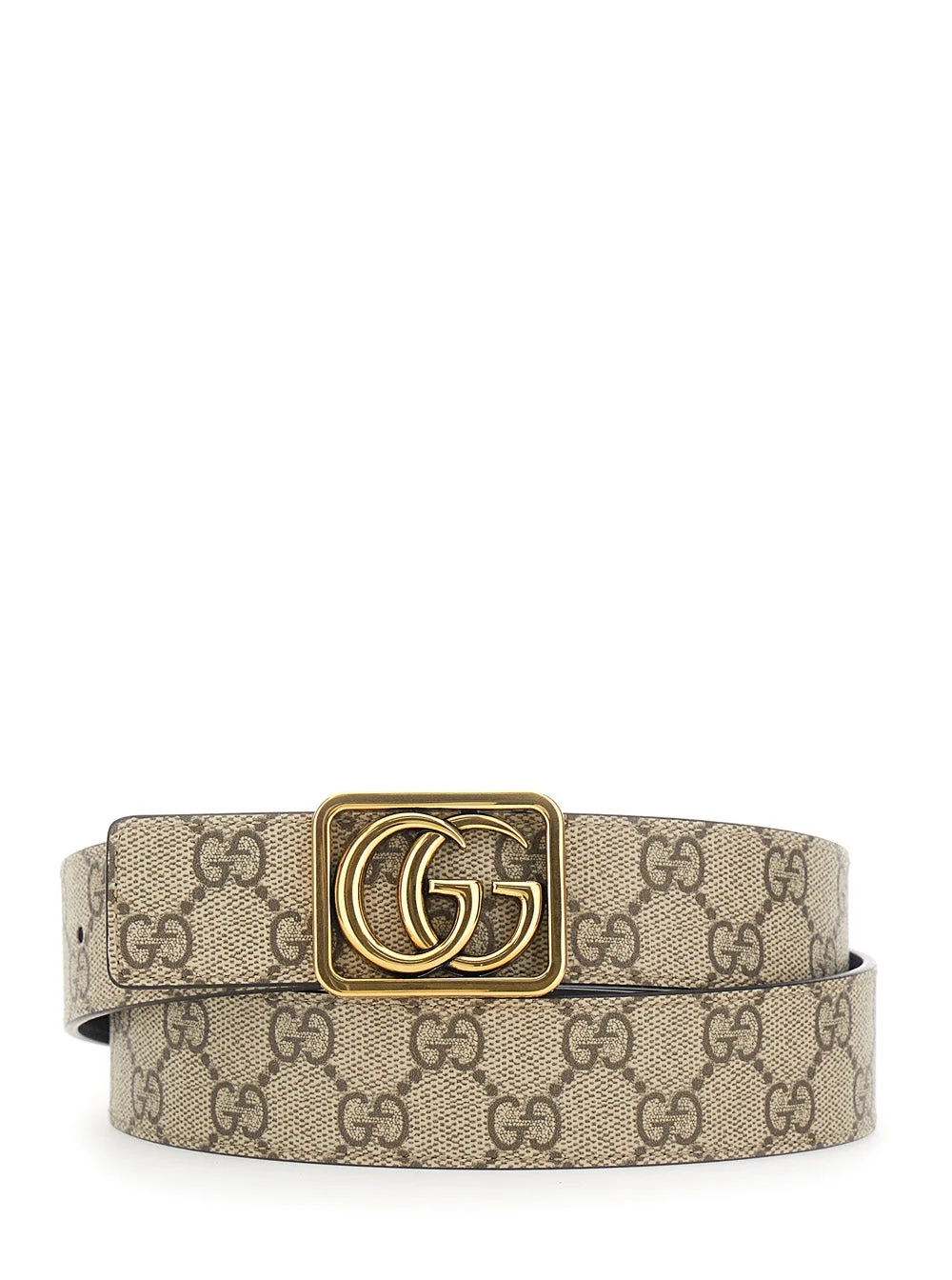 Gucci Men 'Gg Marmont' Beige Reversible Belt With Gg Buckle Closure In Gg Canvas And Leather Man - 1