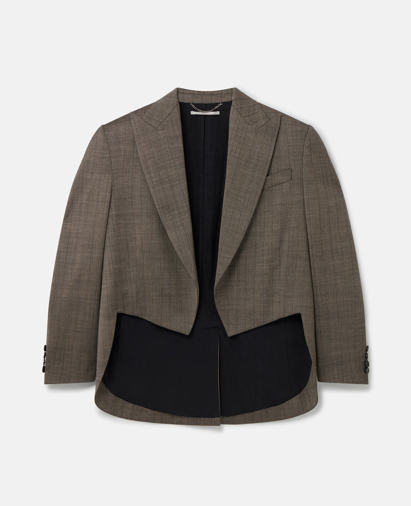 Cropped Checked Wool Blazer 1