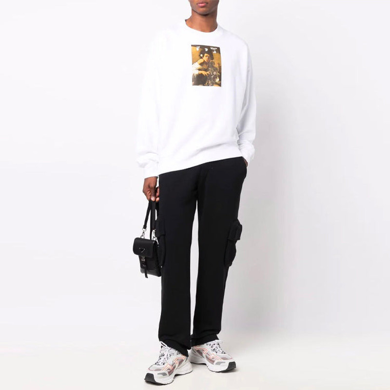 Off-White 남성 오프 화이트 FW21 Caravaggio 인쇄 느슨한 적합 백색 OMBA054F21FLE0100184 outlook