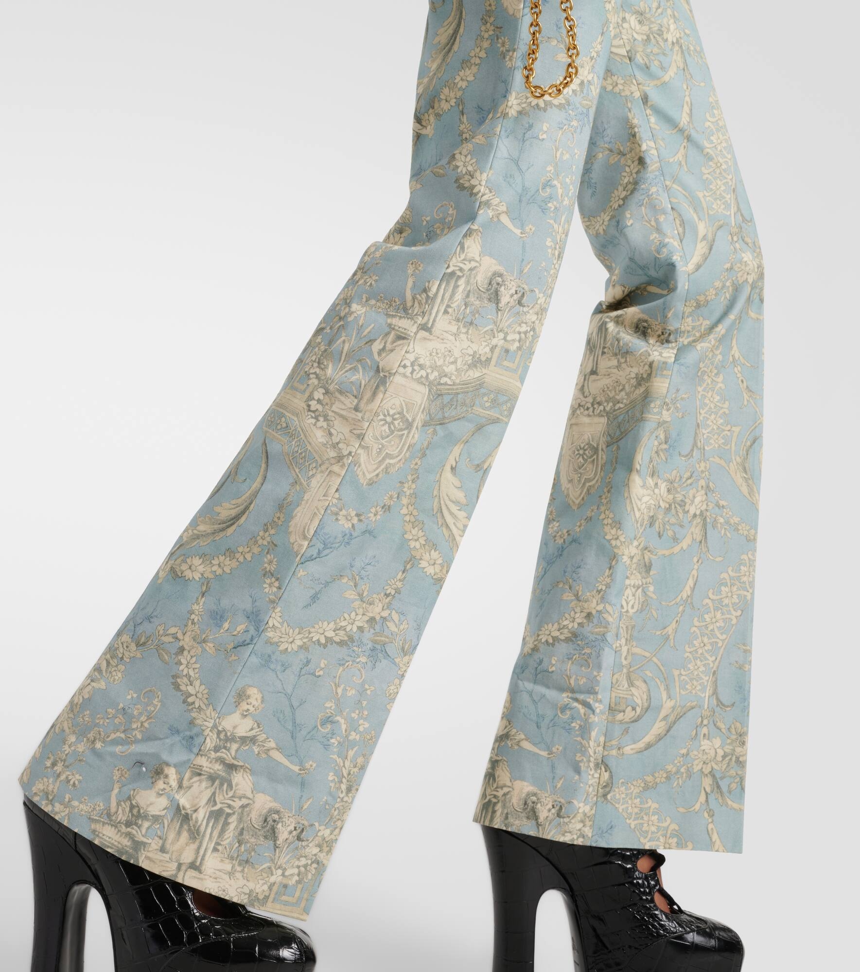 Ray printed high-rise cotton flared pants - 5