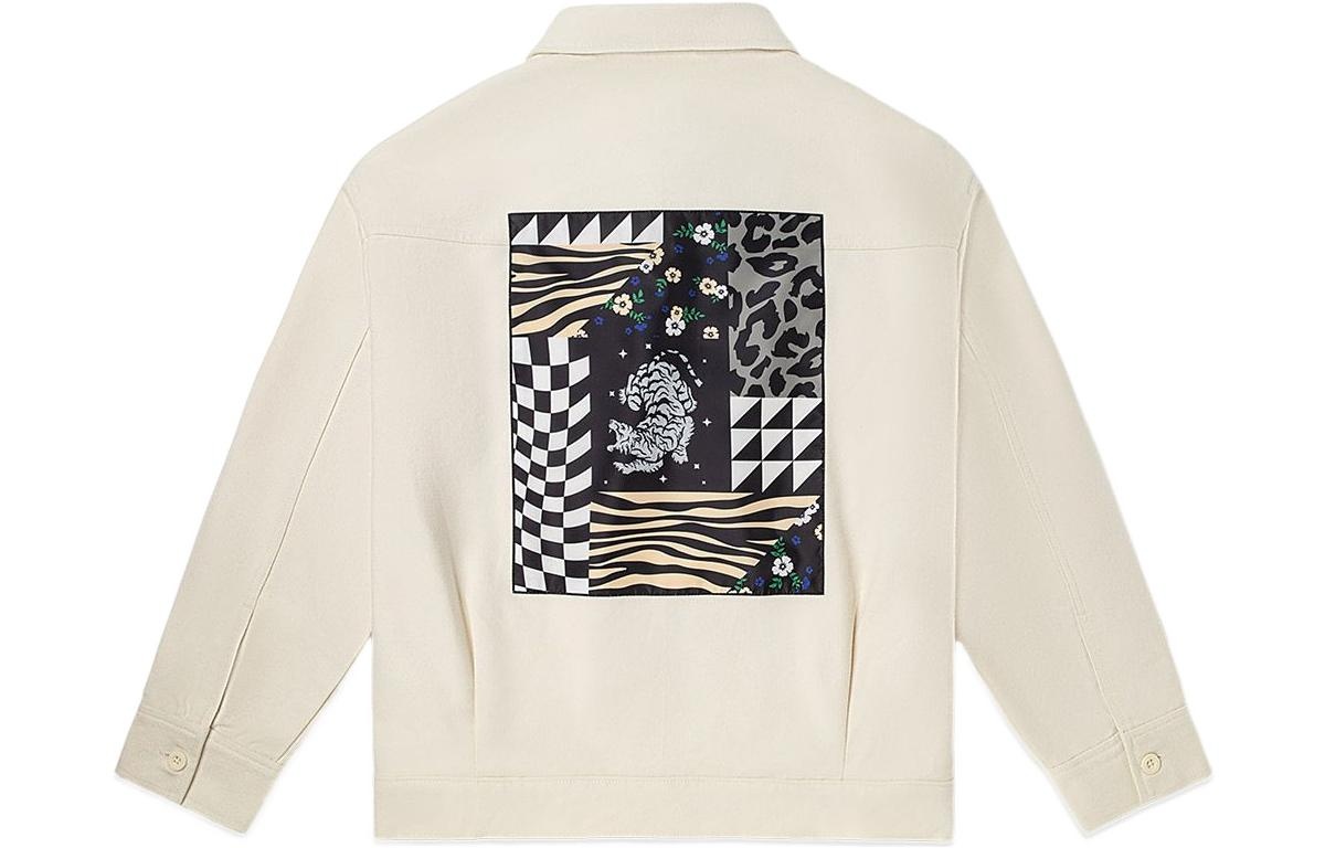 Vans Printing Embroidered lapel Zipper Long Sleeves Jacket Unisex White VN0A7Q193KS - 2