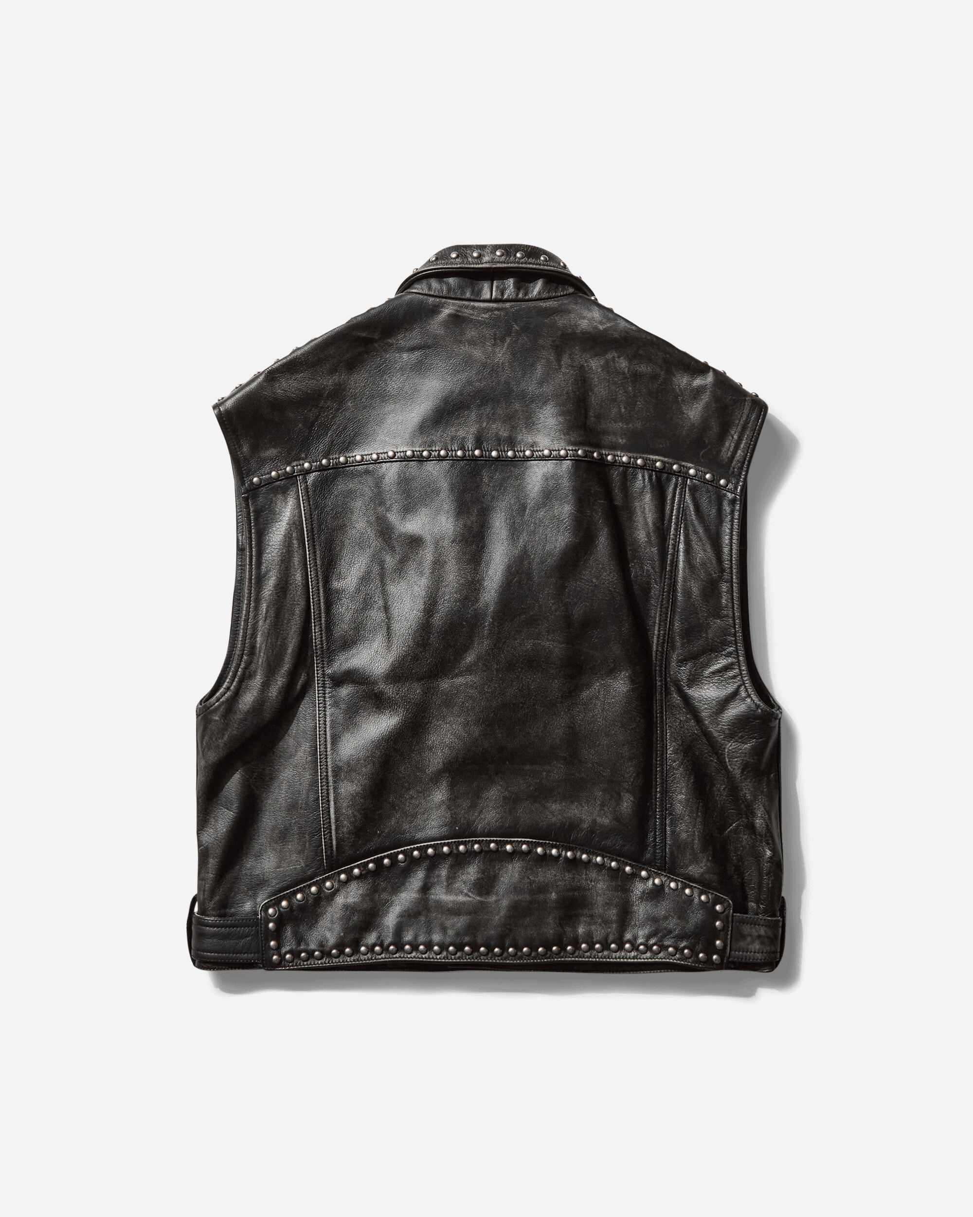 Men's Leather Vest Jet Black - 2