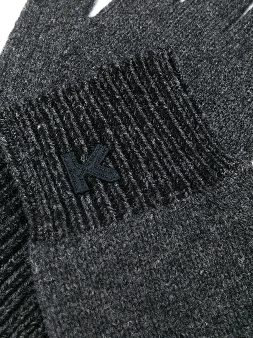 logo stitched knitted gloves - 2