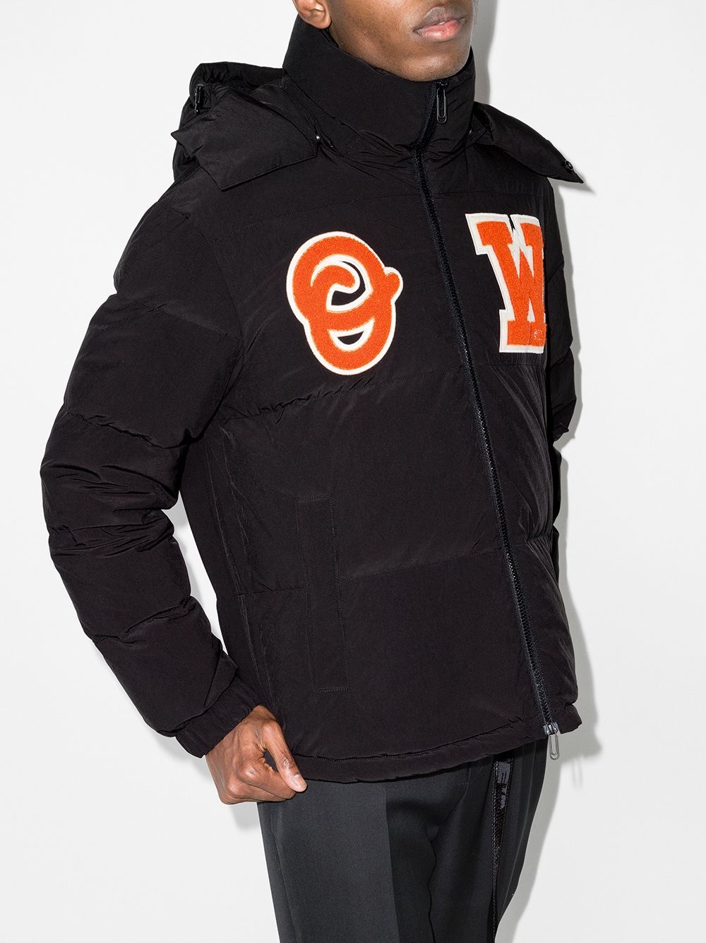 logo-patch puffer coat - 3