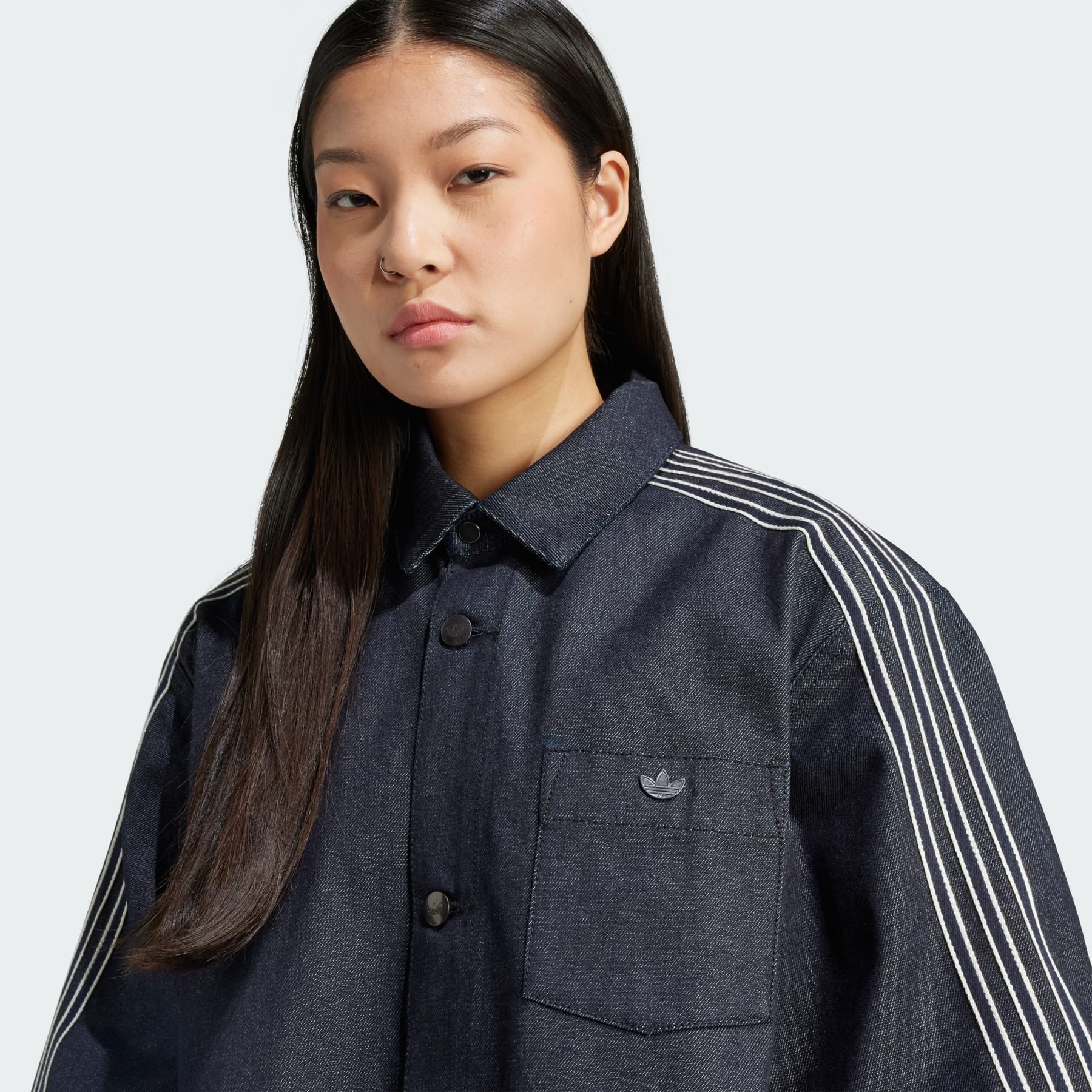 【adidas】DENIM SHORT SLEEVE SHIRT★デニム半袖シャツ★BLACK アディダス デニム半袖シャツ - ブルー | アディダス ジャパン