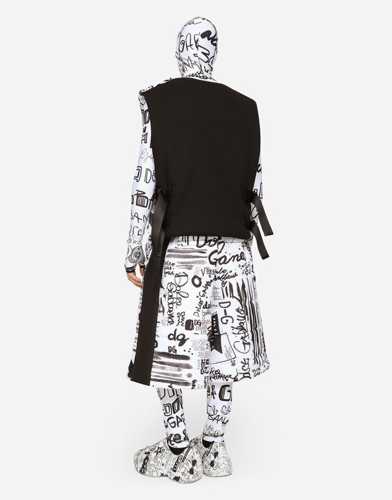 Nylon shorts with graffiti print 2