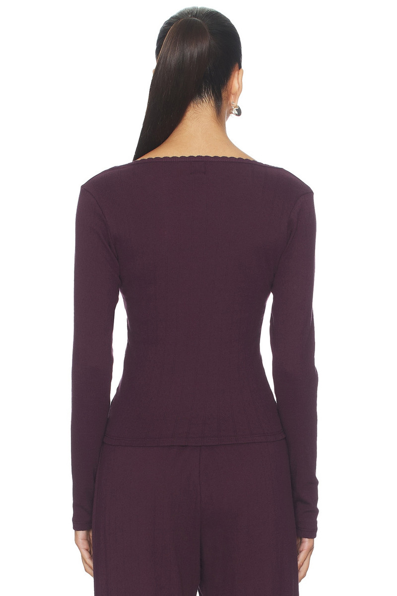 LESET Pointelle Long Sleeve Scoop Neck outlook