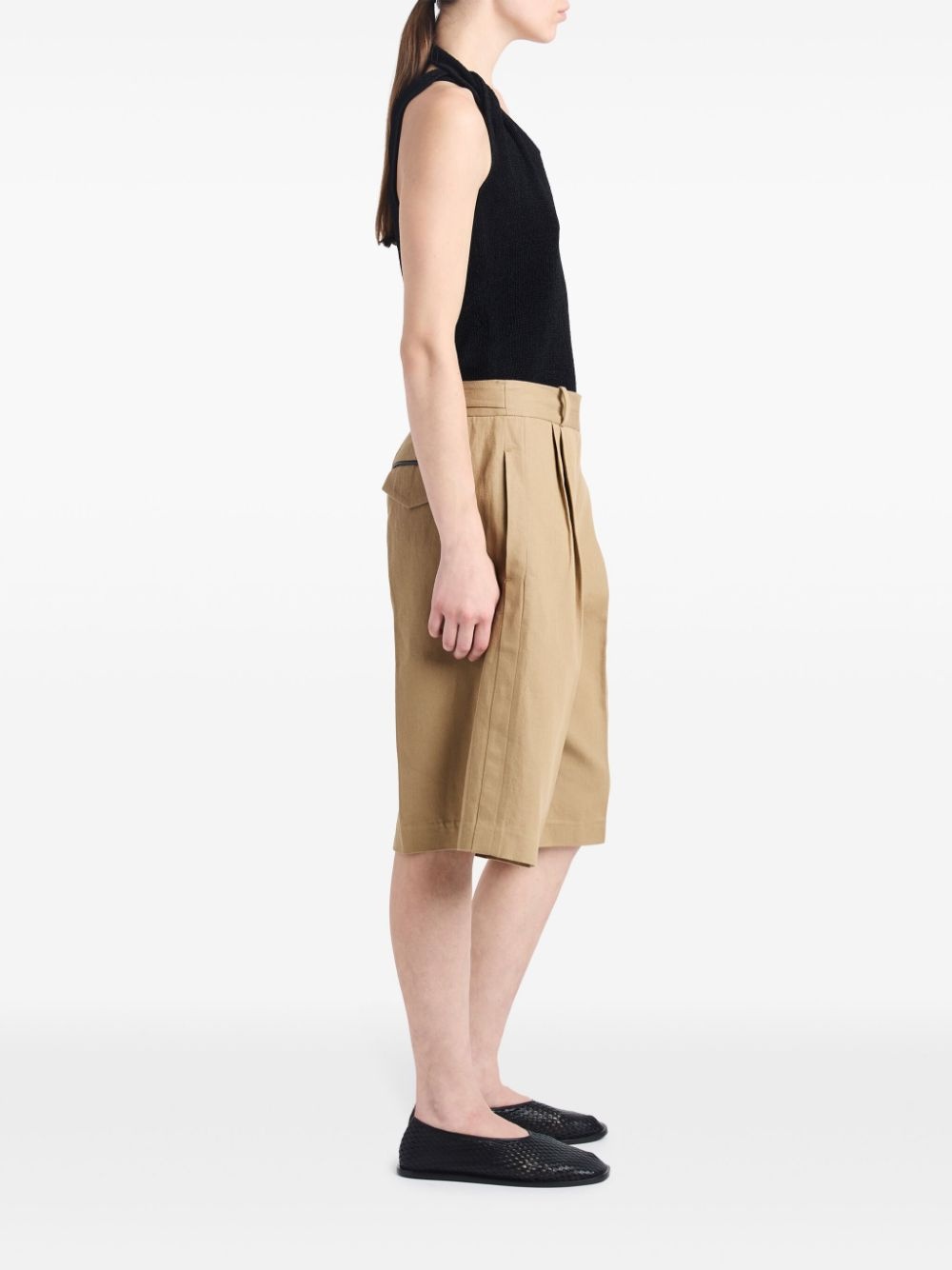 pleated knee-length shorts - 3