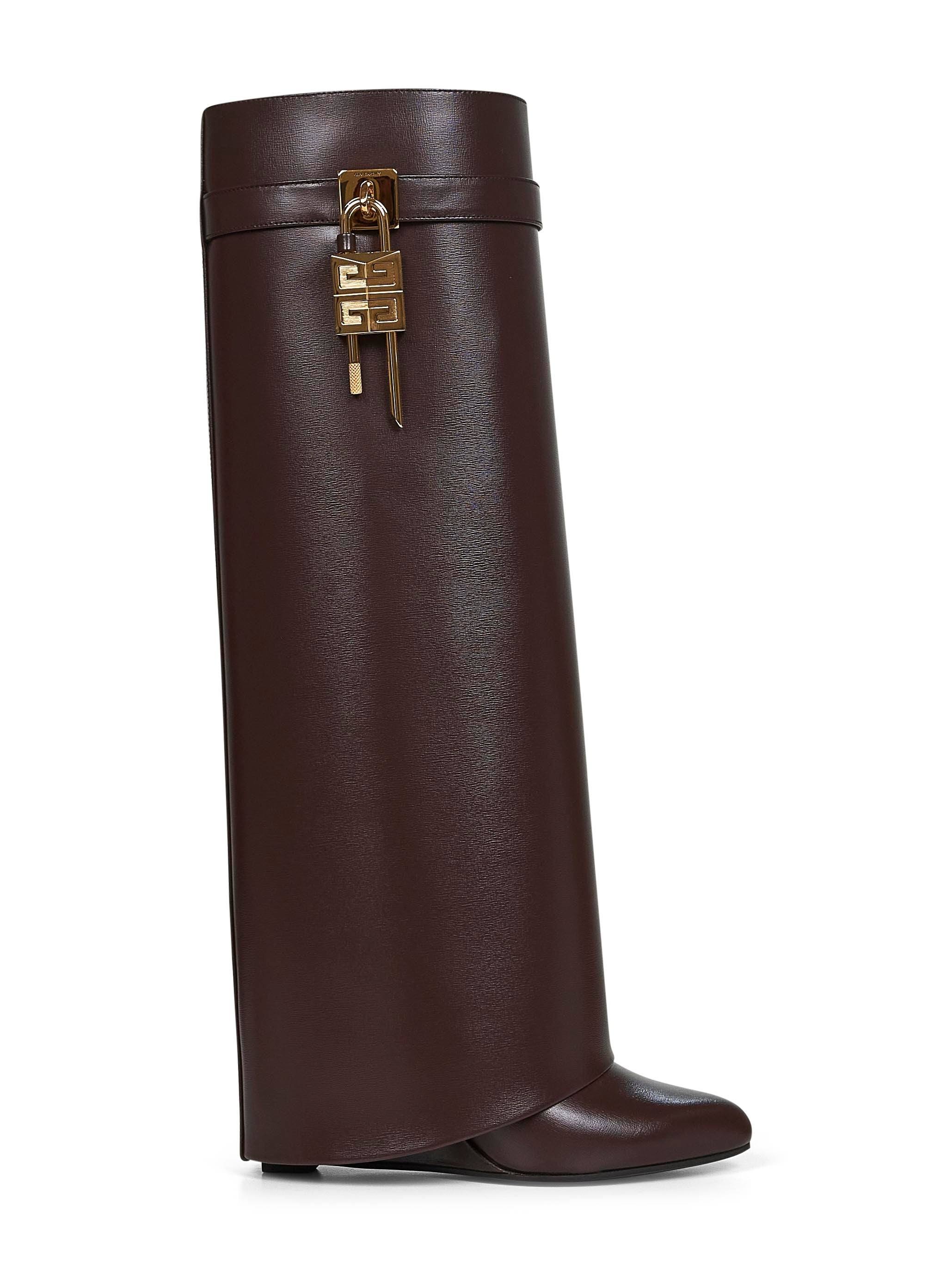Brown leather Shark Lock boots - 1