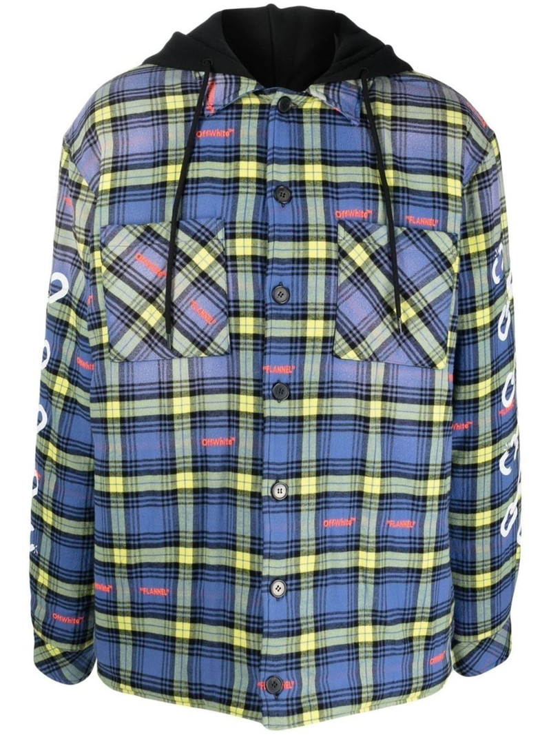 plaid-check shirt jacket - 1