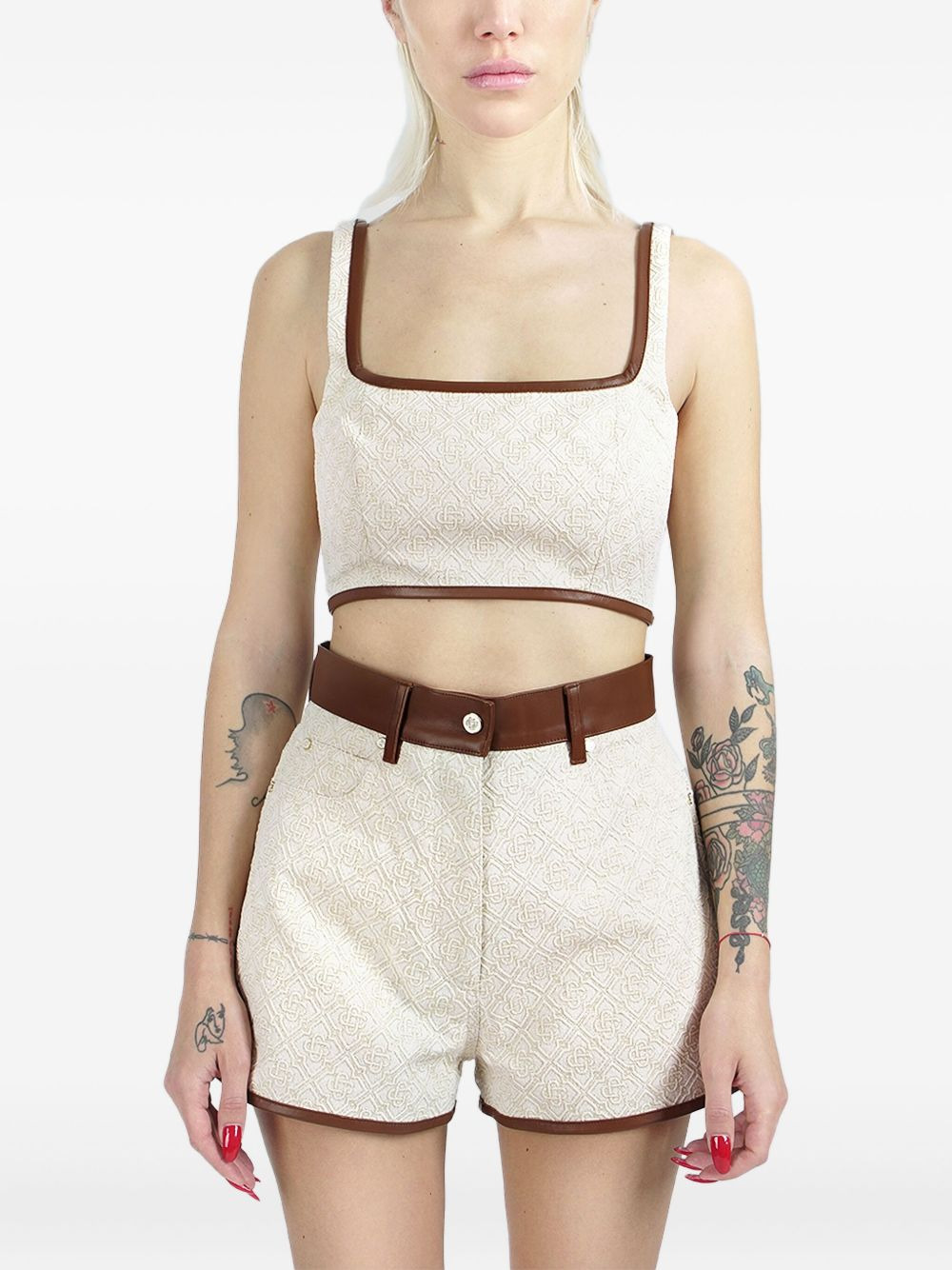 geometric-pattern square-neck top - 2