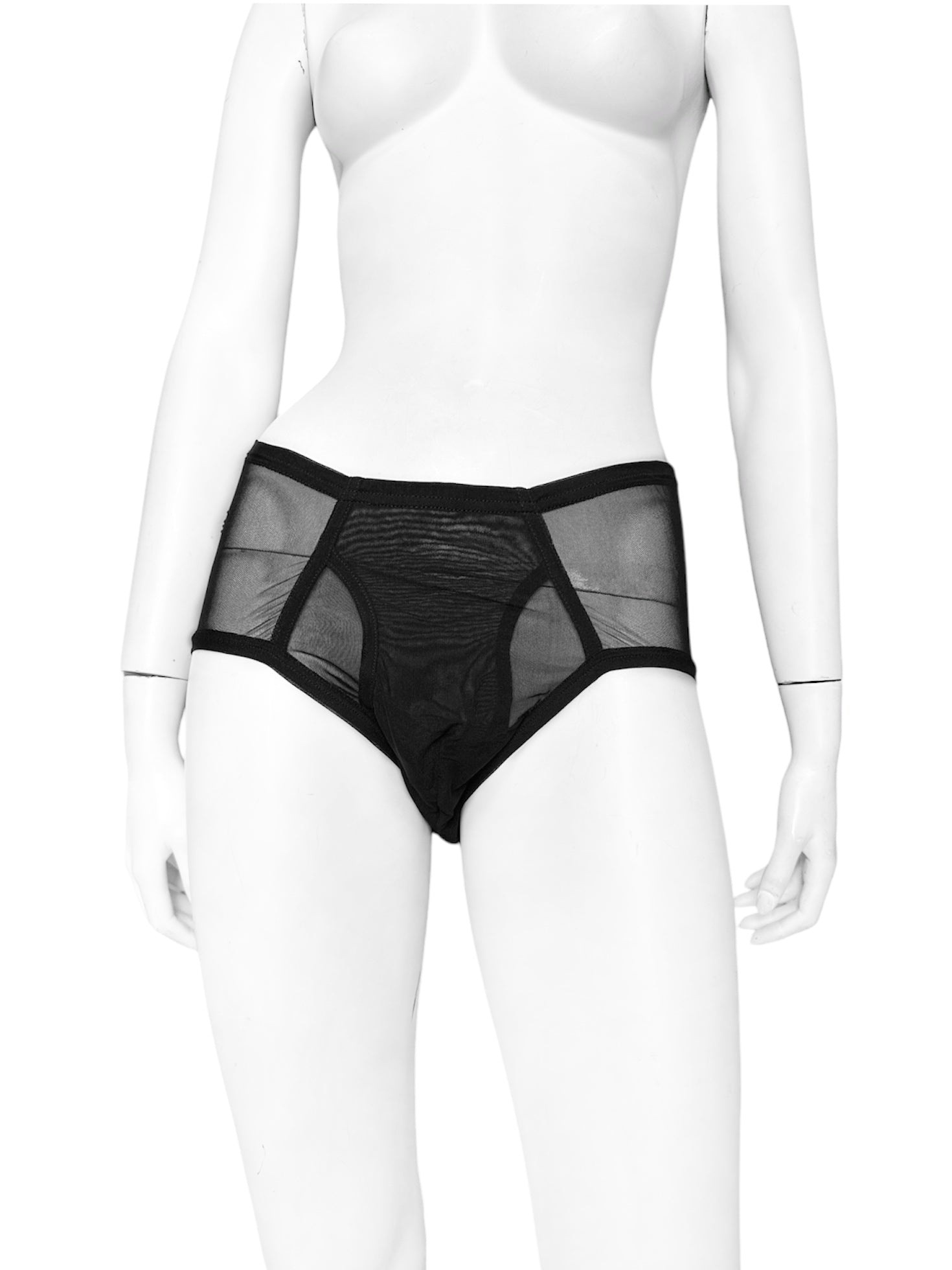 Gucci Spring 1998 Tom Ford Swarovski Logo Black Sheer Mesh Brief Shorts S - 3