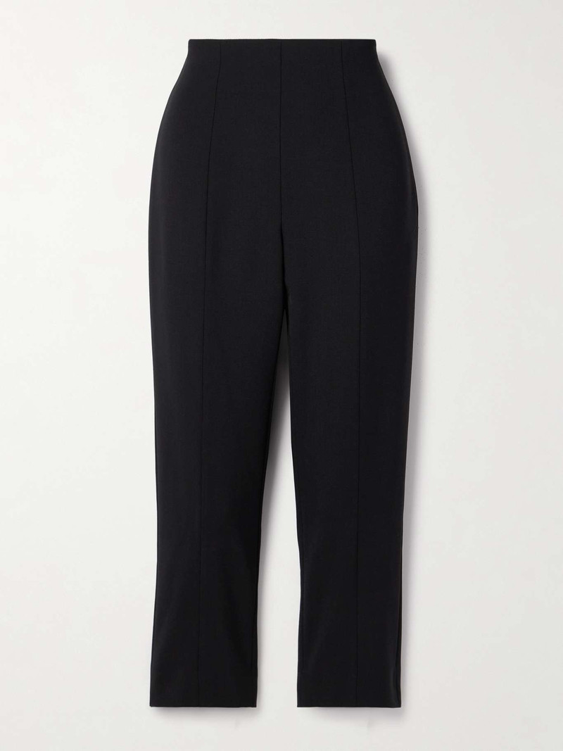 Cropped wool-blend crepe skinny pants - 1