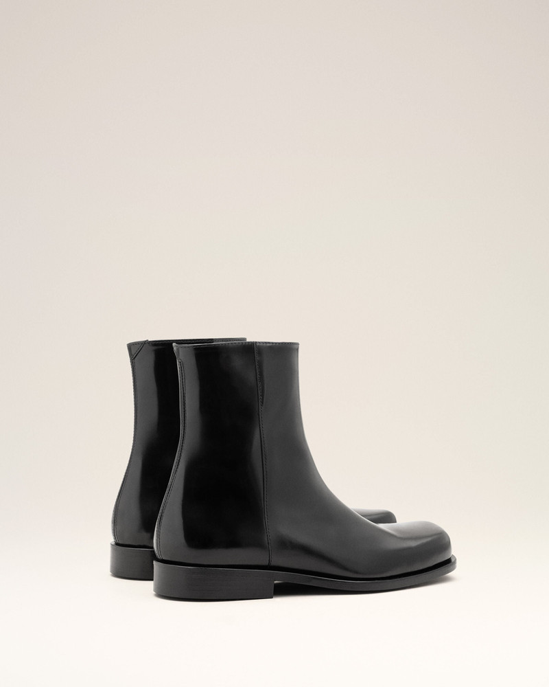 BLACK COW LEATHER ANKLE BOOTS 4