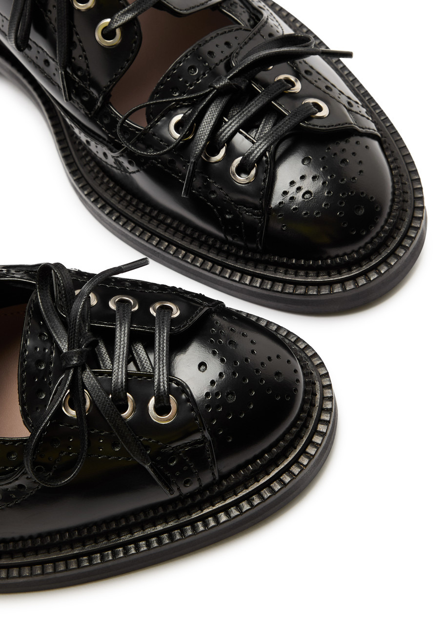 Simone Rocha Lace-up Glossed Leather Brogues - 3