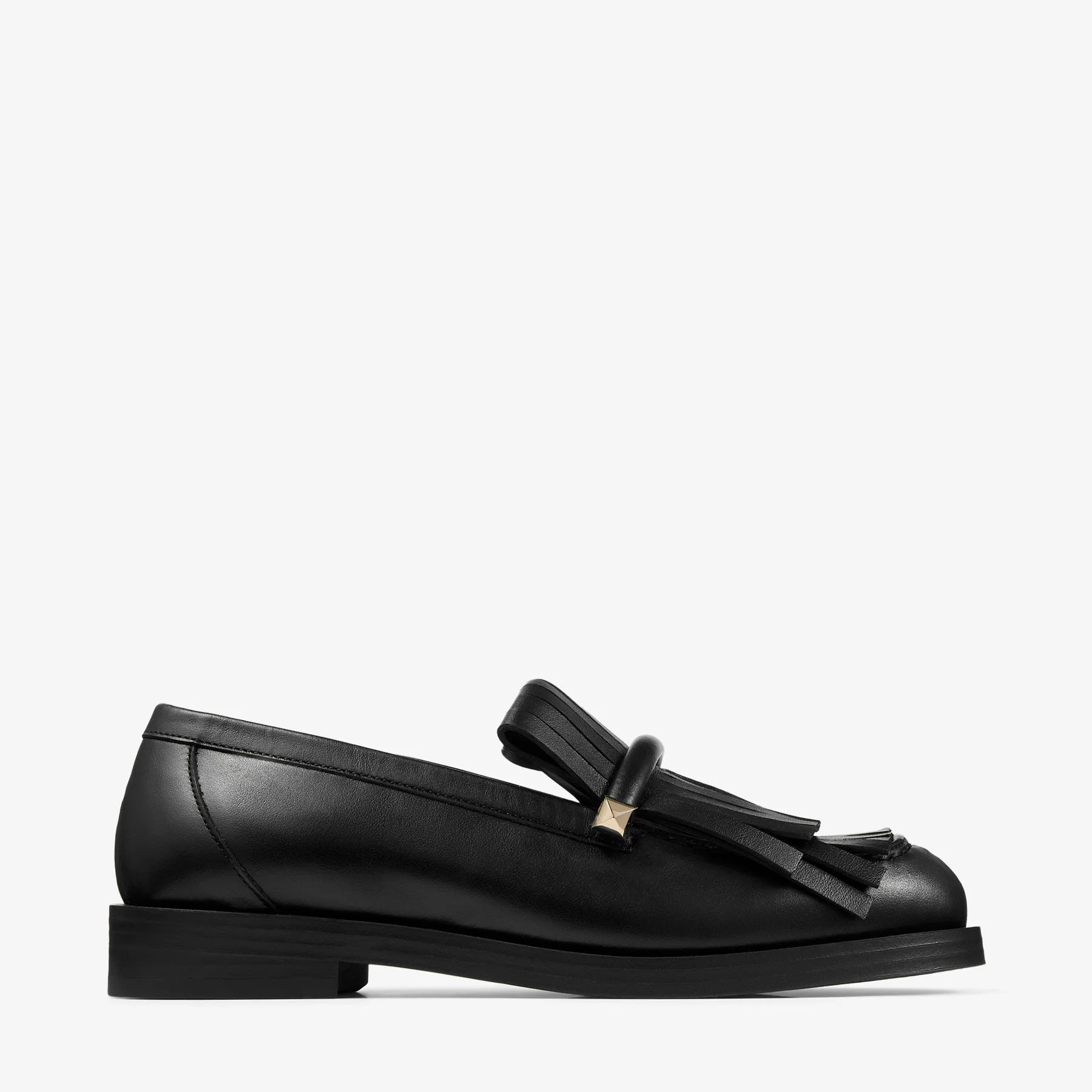 Eska Loafer Black Leather Loafers with Fringed Detail - 1