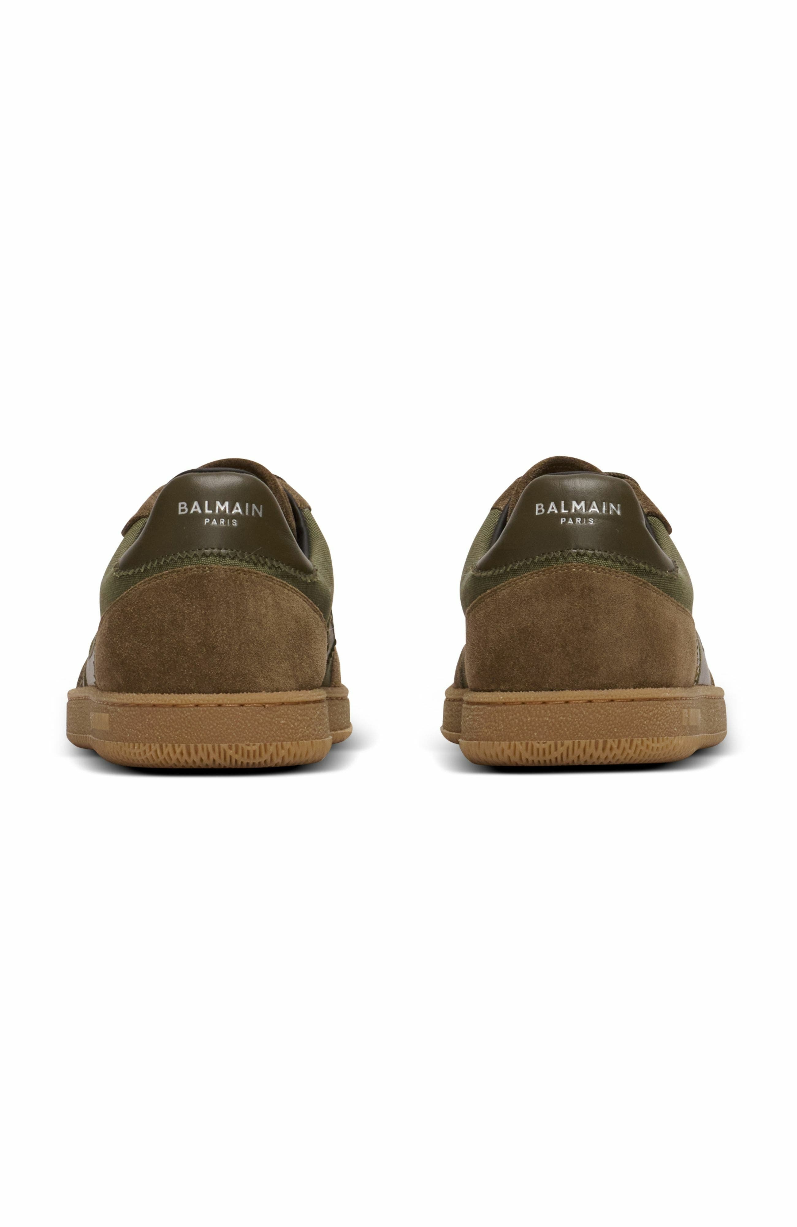 Balmain Swan trainers in leather and canvas in Khaki at Nordstrom - 3