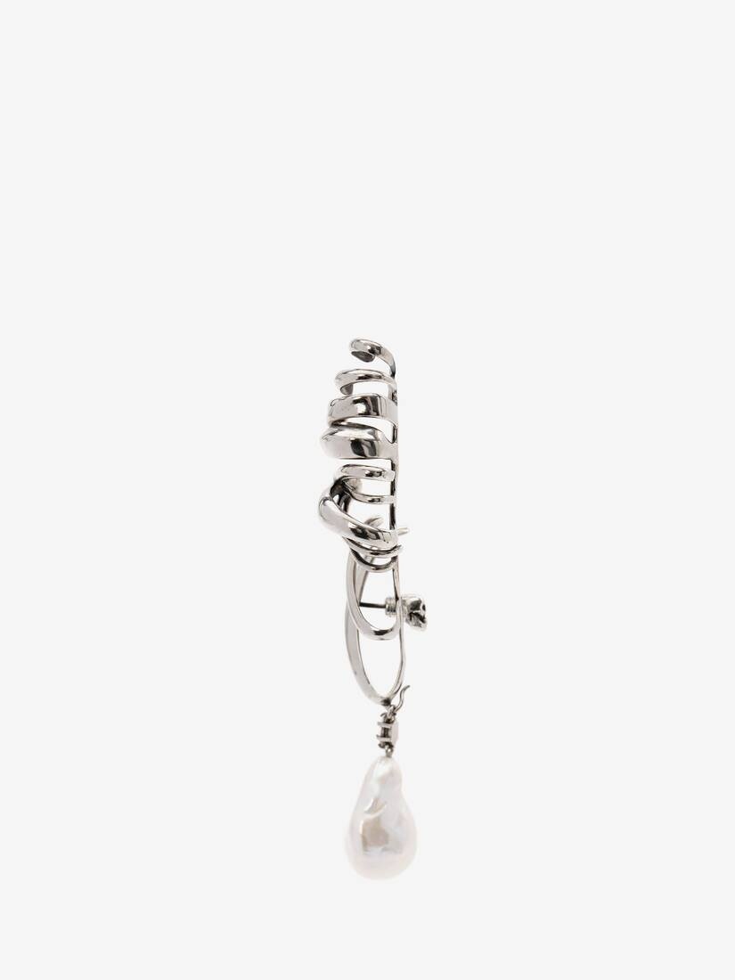 River Pearl Ear Cuff in Antique Silver - 2