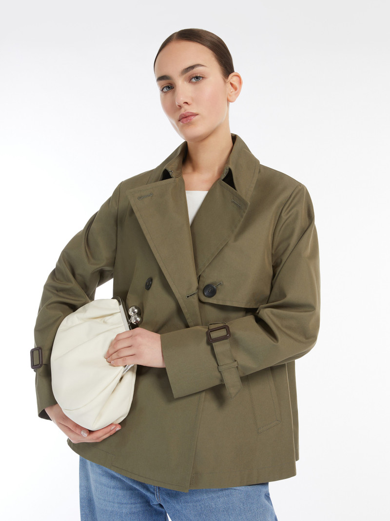 BIGLIA Water-repellent gabardine short trench coat 5