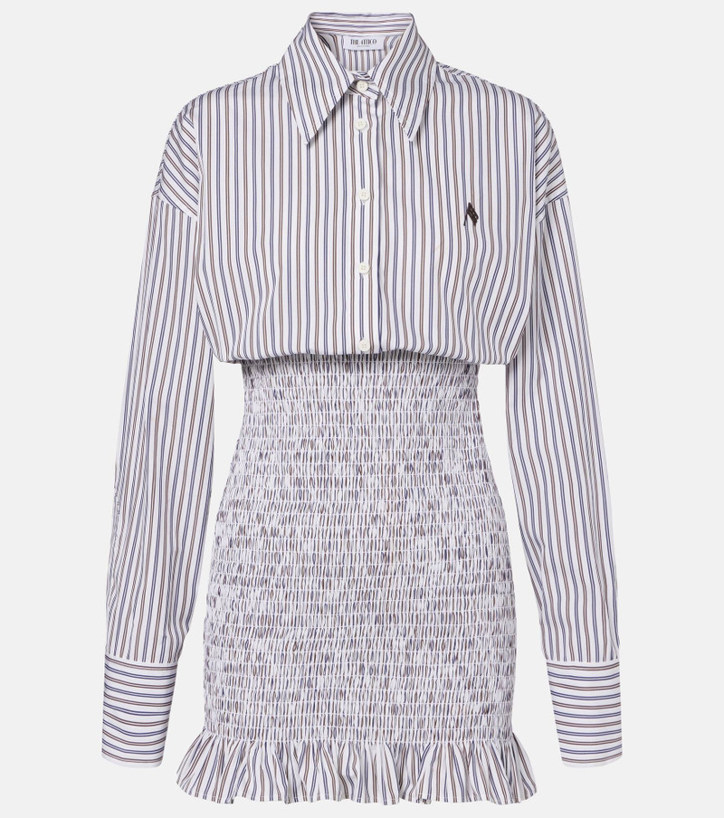 Striped ruched cotton shirt dress 1