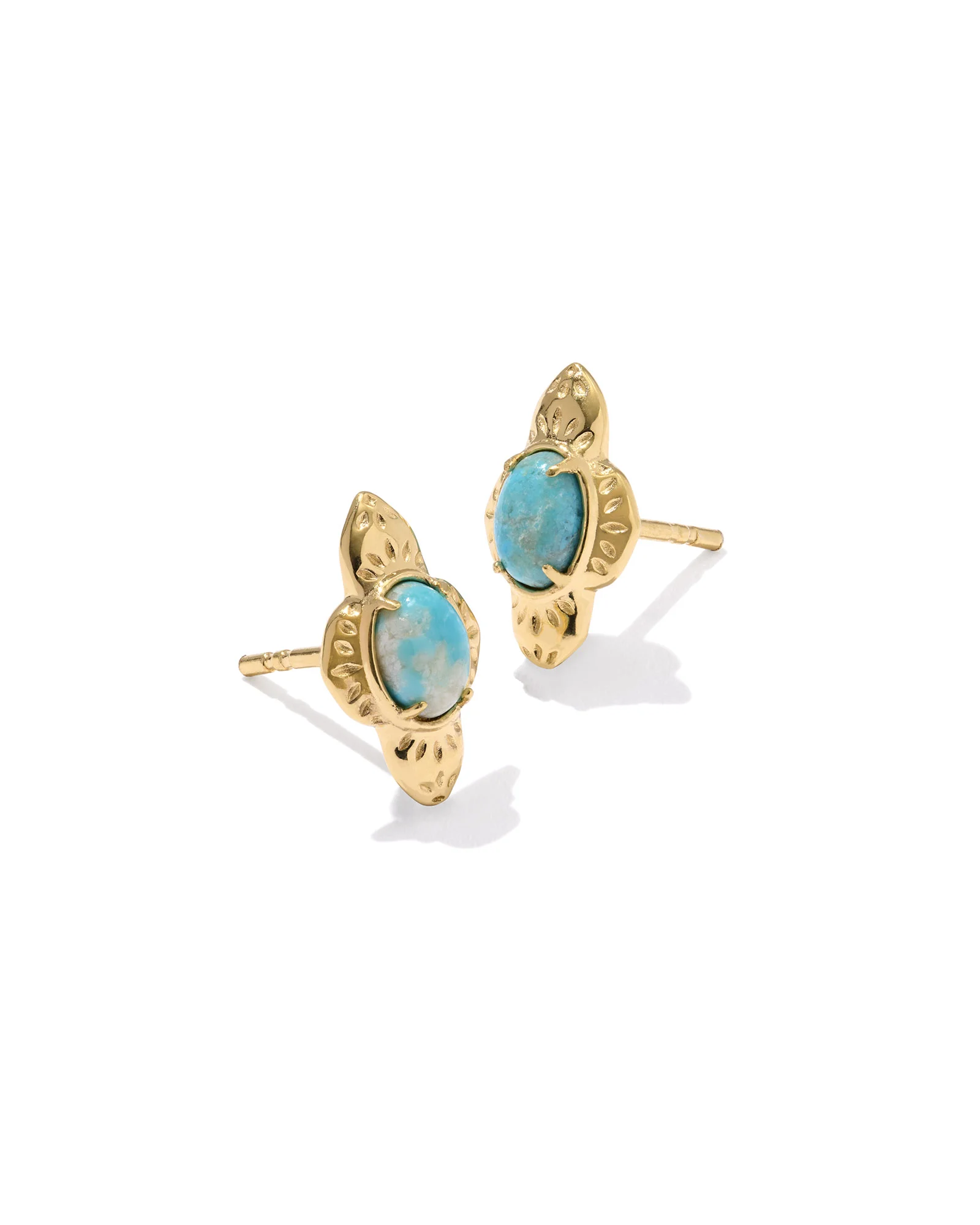 Abbie 18k Yellow Gold Vermeil Etch Frame Stud Earrings - 1