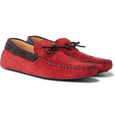 Tod's Gommino Leather-Trimmed Suede Driving Shoes outlook