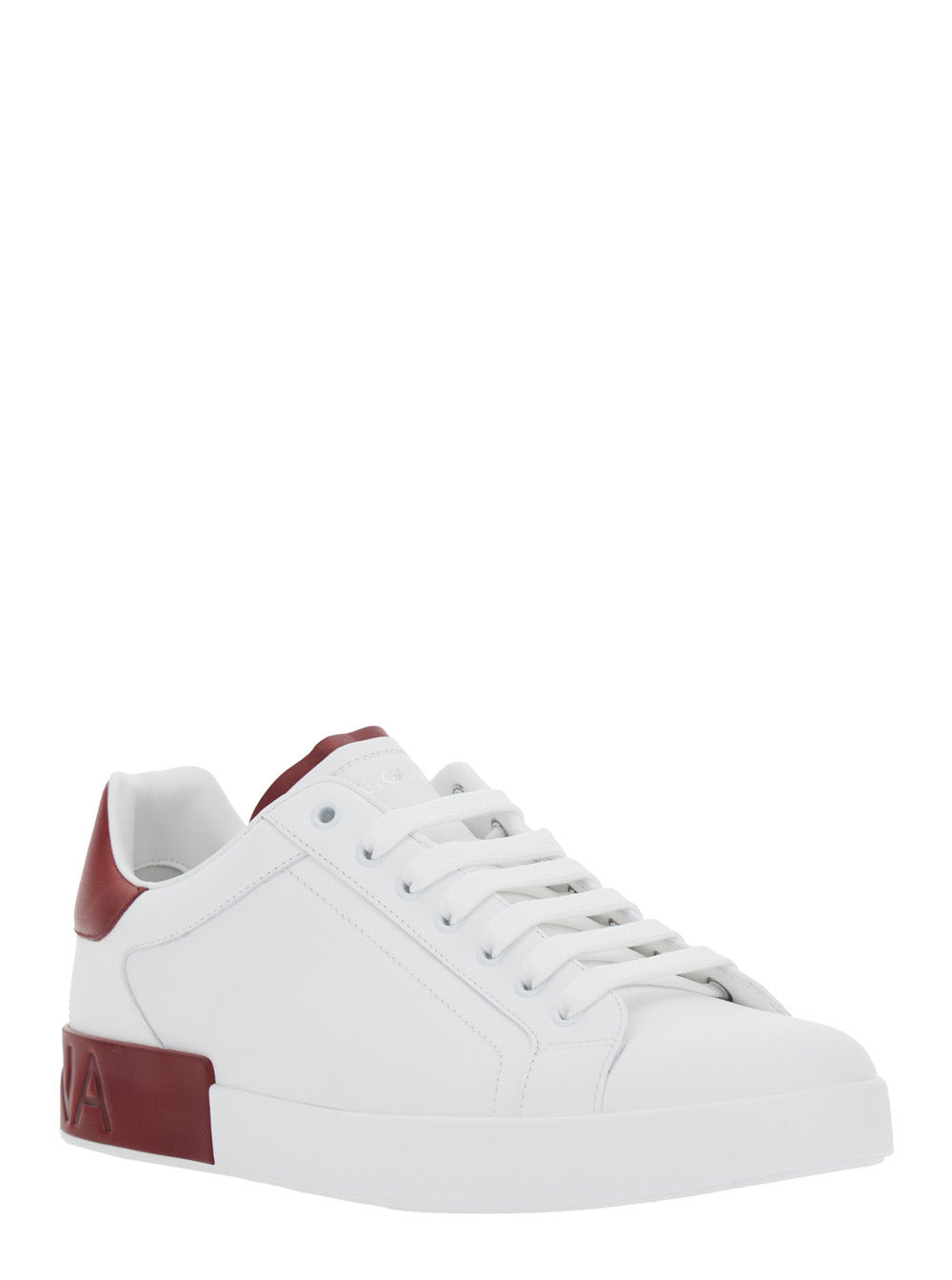 Dolce & Gabbana Men 'Portofino' White Low Top Sneakers With Contrasting Heel With Logo Lettering In  - 2