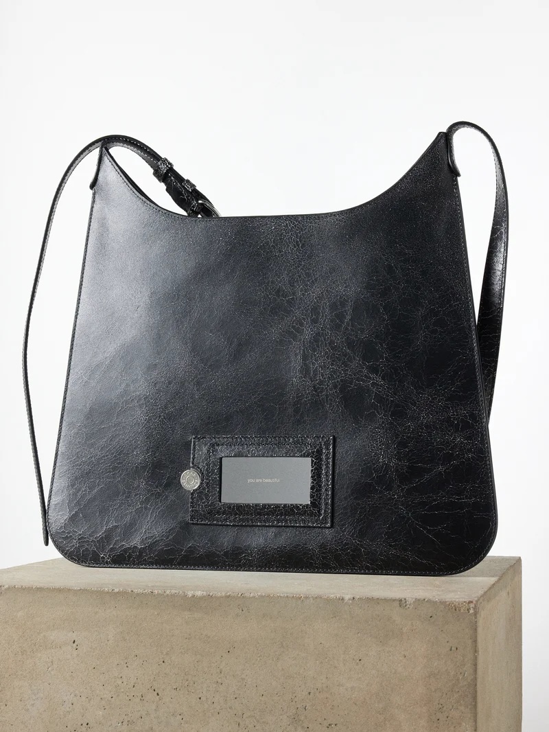 Platt cracked-leather shoulder bag - 3