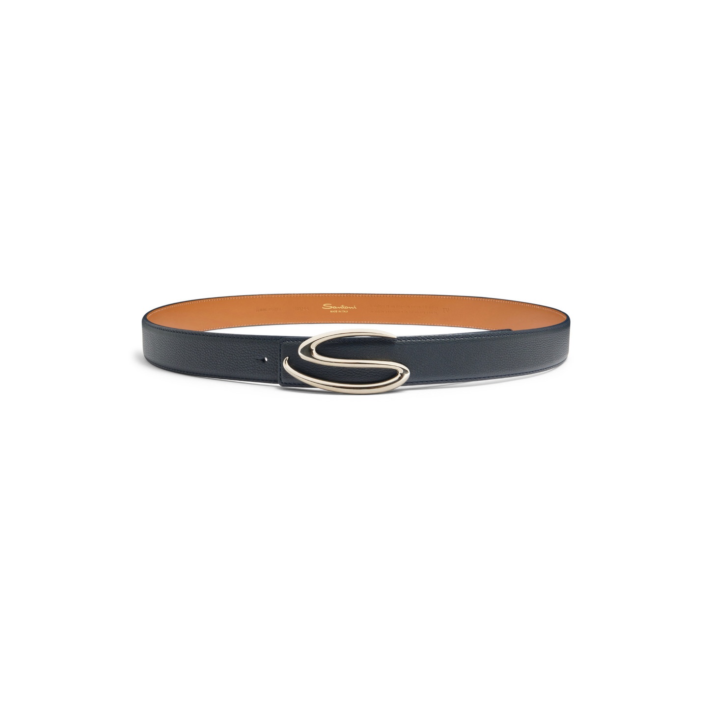 Blue tumbled leather belt strap - 4
