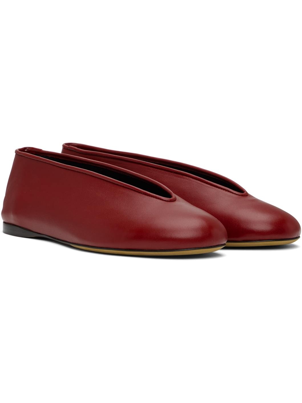 Red Duck Nappa Ballerina Flats - 4
