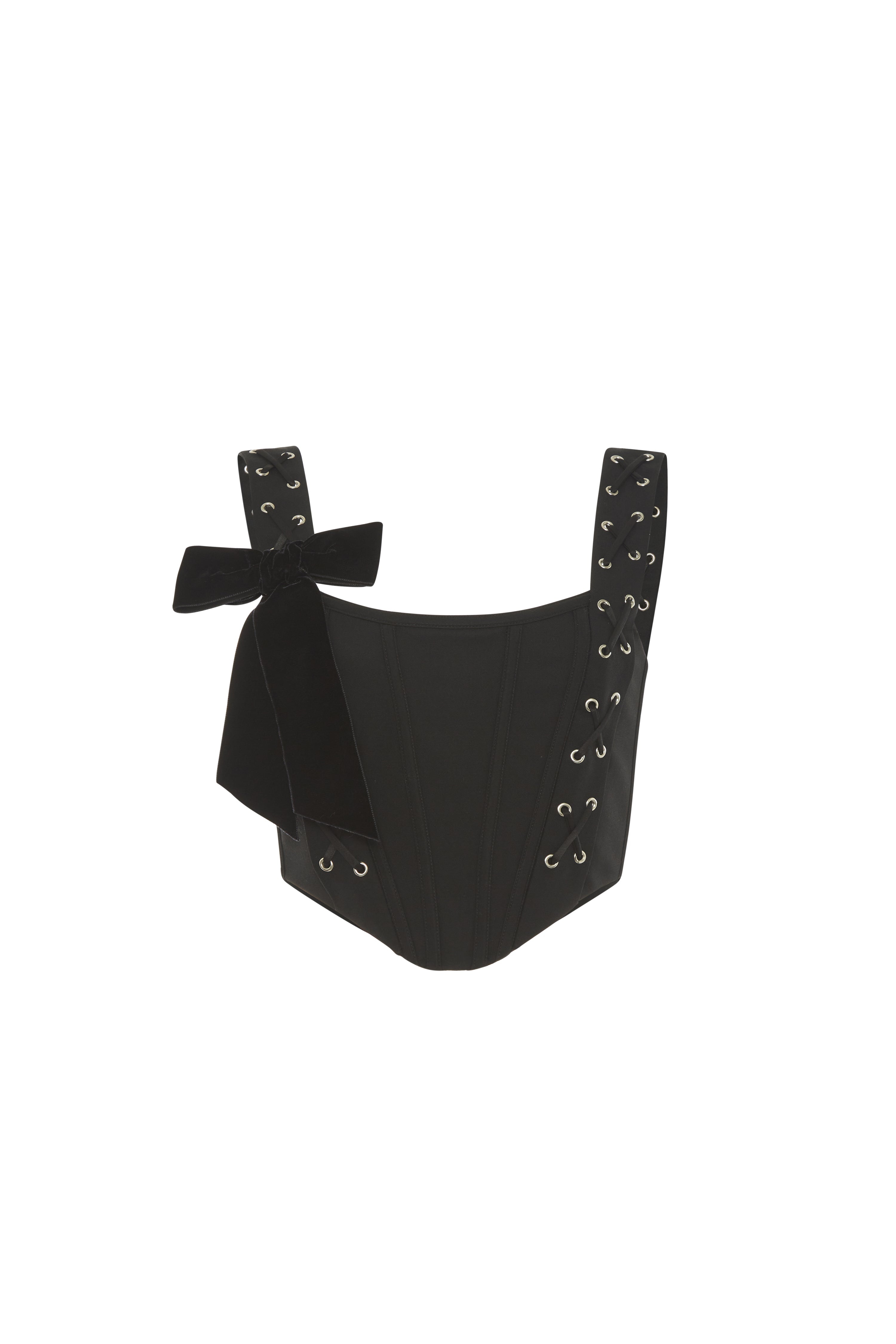 STRETCH WOOL BUSTIER WITH LACE UP - 1