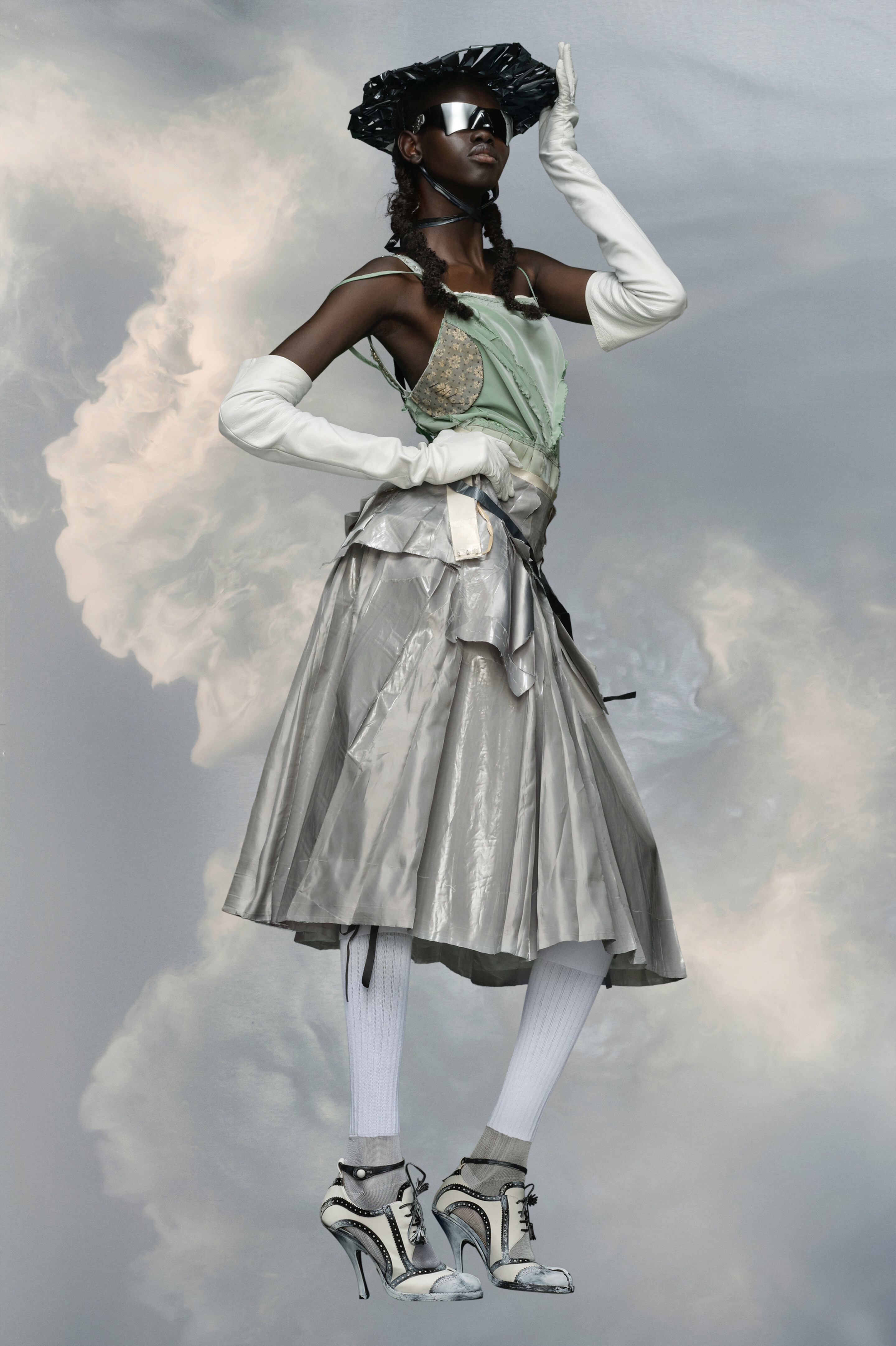 Laminated satin midi skirt - 3