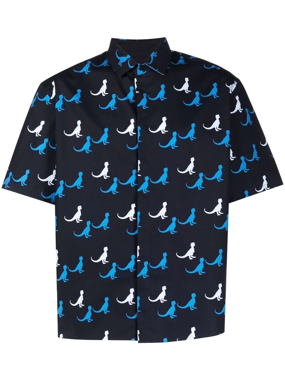 dinosaur-print cotton poplin shirt - 1