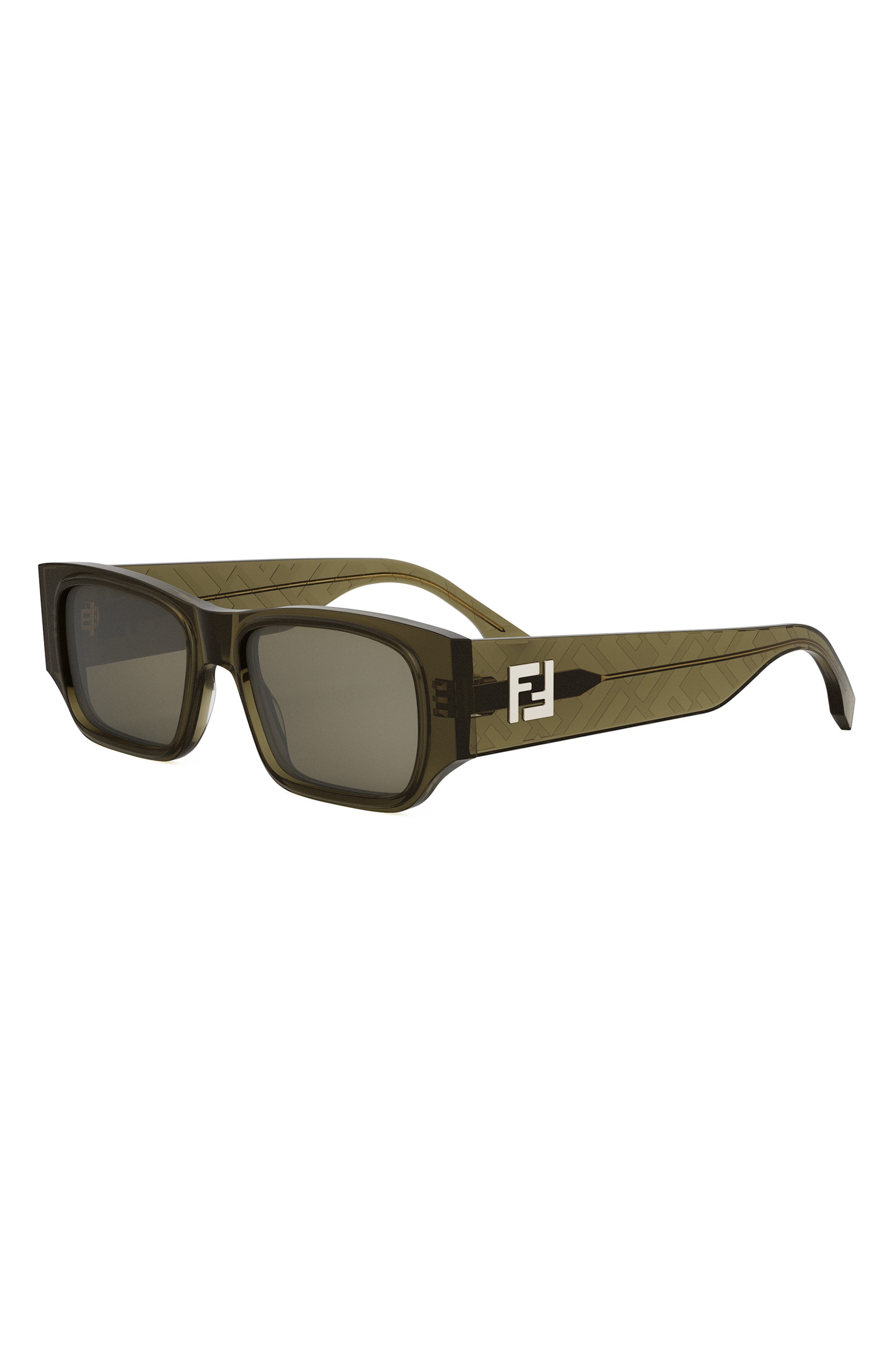 Fendi FF Squared 54mm Rectangular Sunglasses in Shiny Dark Green /Green at Nordstrom - 2