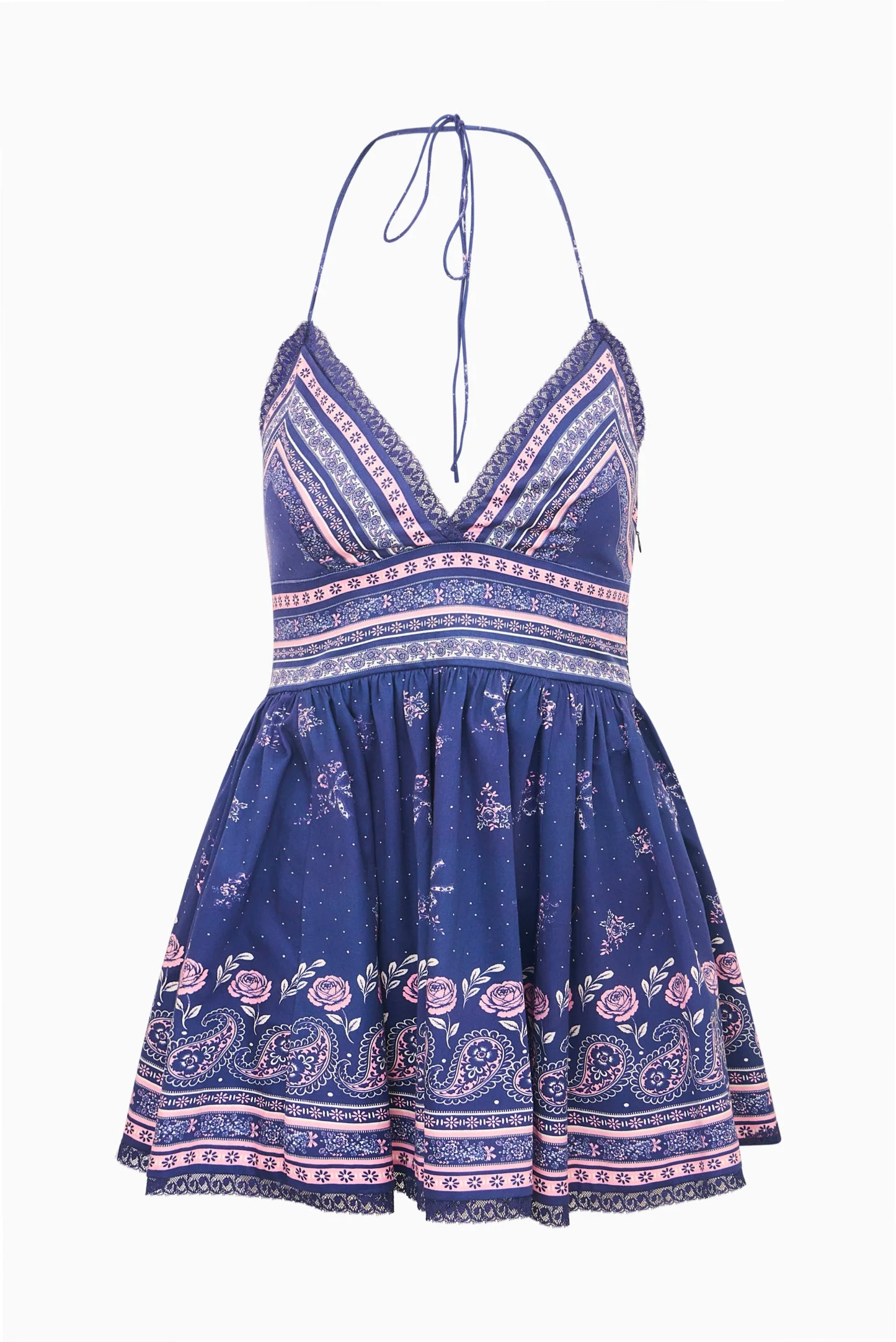 Arletta Cotton Bandana Print Mini Dress - 1