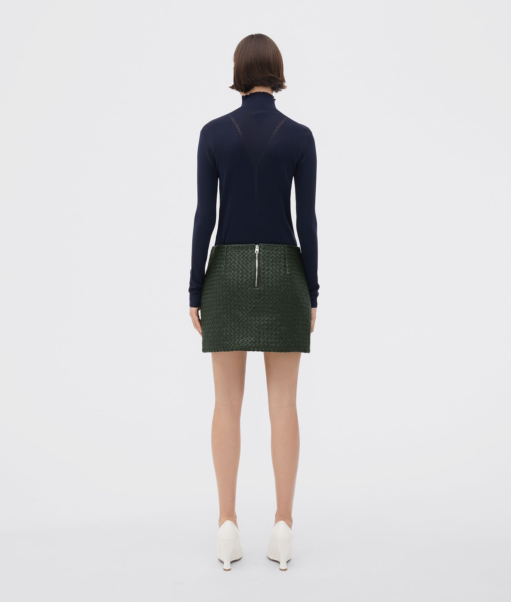 bonded intrecciato leather skirt - 3