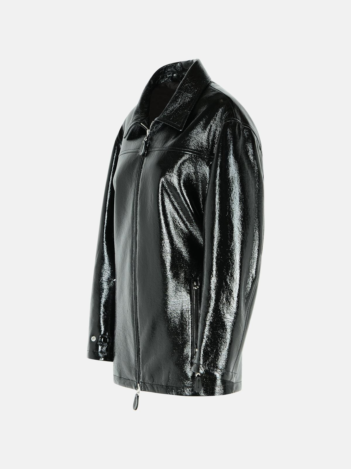 'VINYL' BLACK COTTON BLEND JACKET - 2
