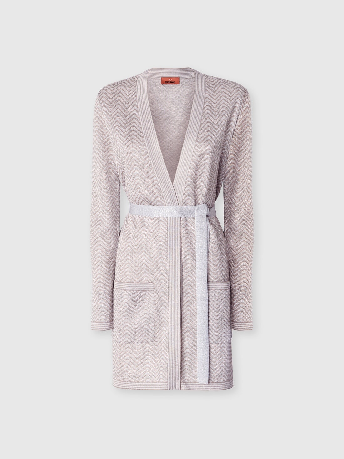 Cardigan wave pattern with belt - 1