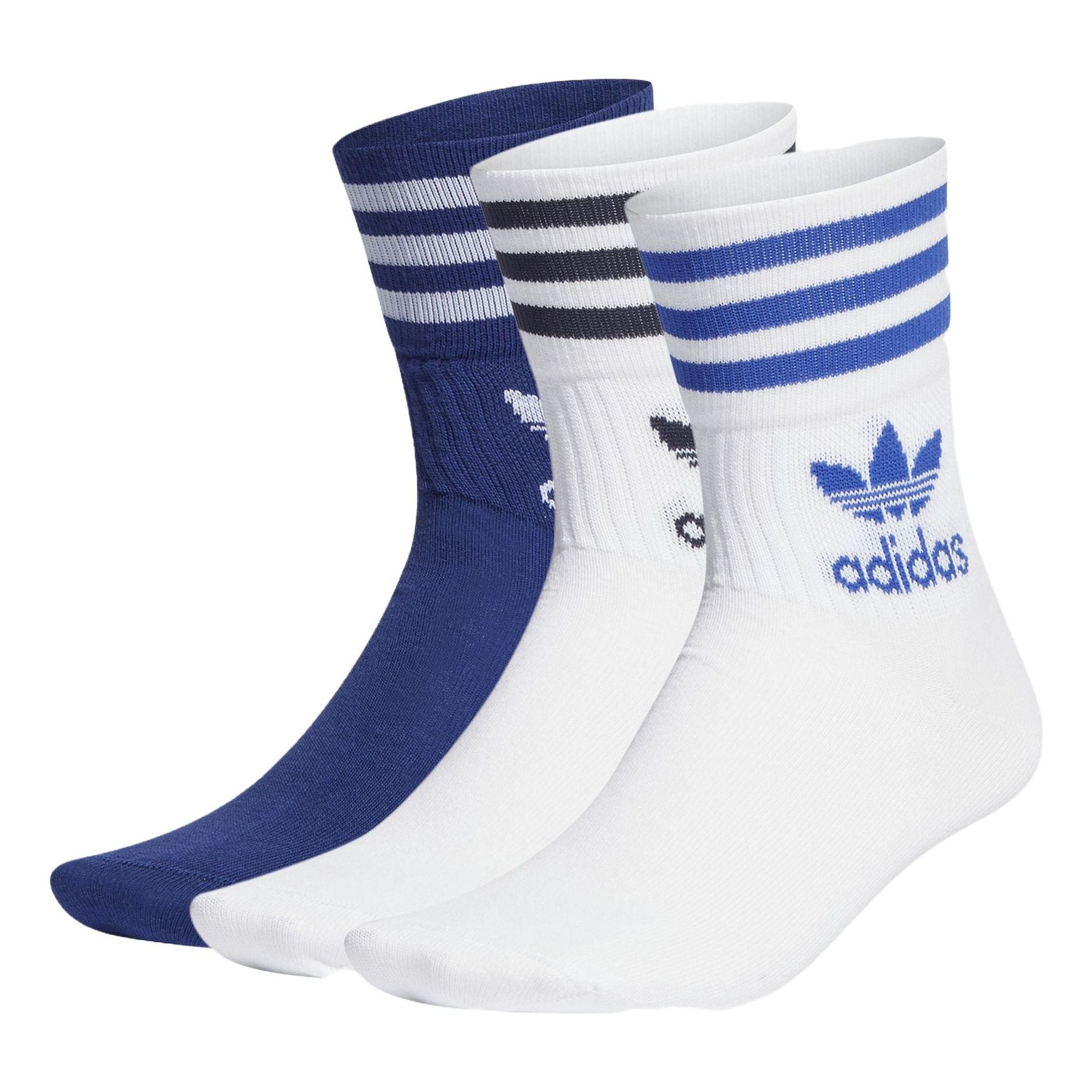 adidas Mid-Cut Crew Socks - 3 Pairs 'White Blue' IB9387 - 1